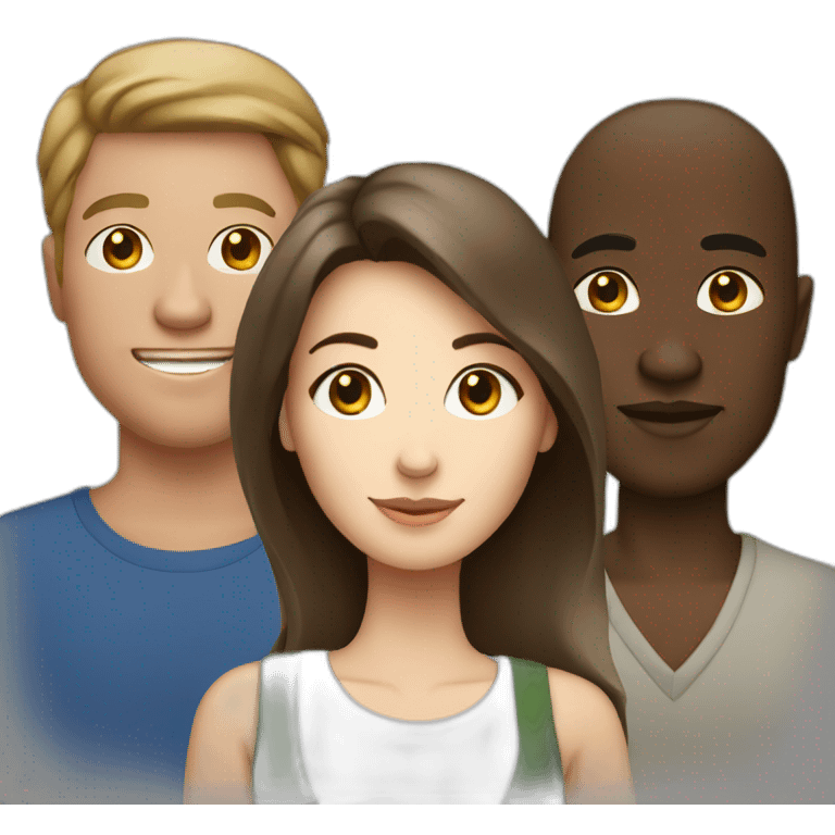 a white brunette lady and 2 African guys emoji