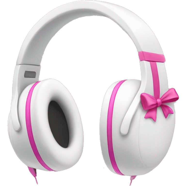 White headphones with pink bows on the side emoji