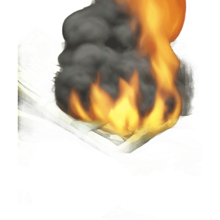 Money burning in a pile emoji