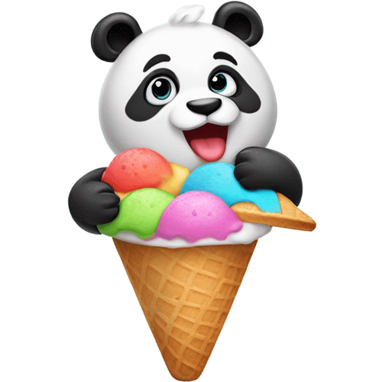 Panda eating ice cream emoji