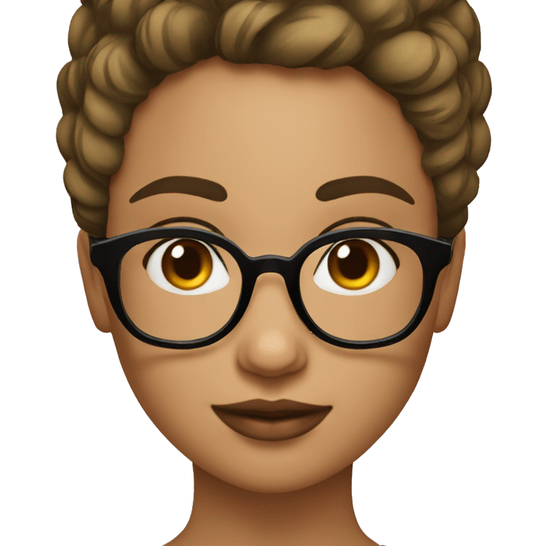 Chica de cabello corto negro con gafas emoji