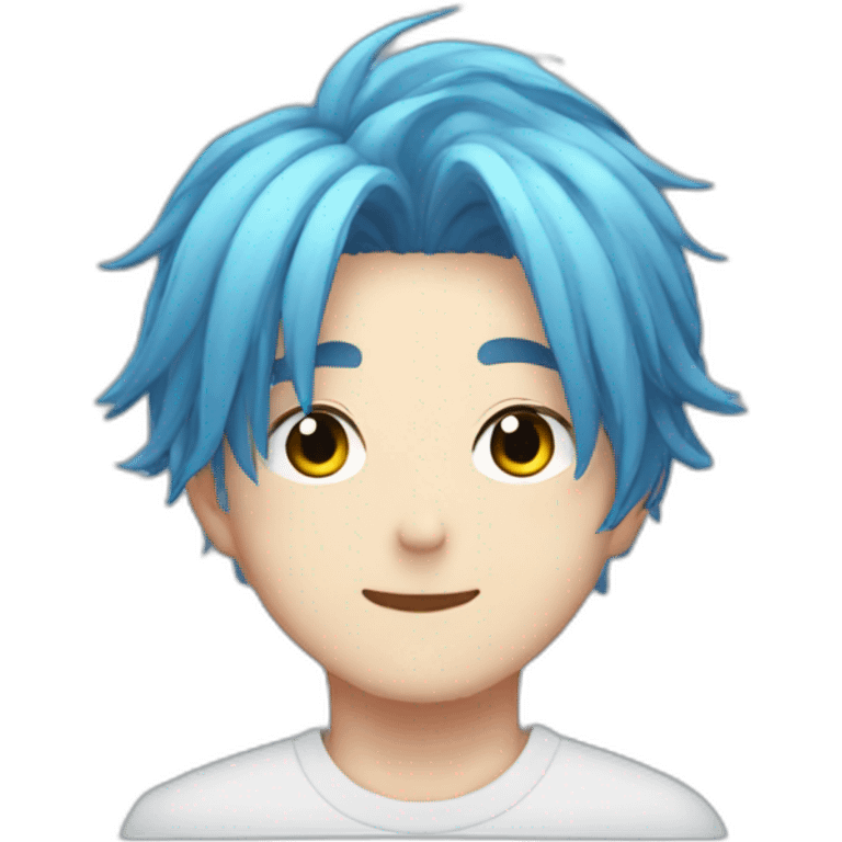 Felix from stray kids blue hair emoji