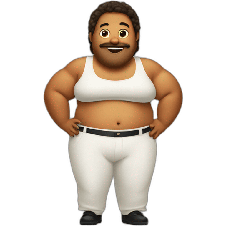 singer with giant belly emoji