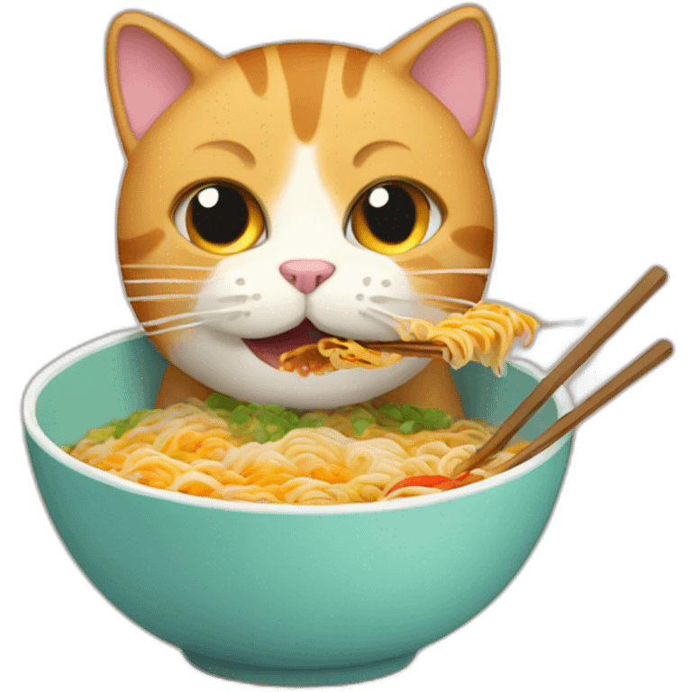 Cat eating ramen emoji