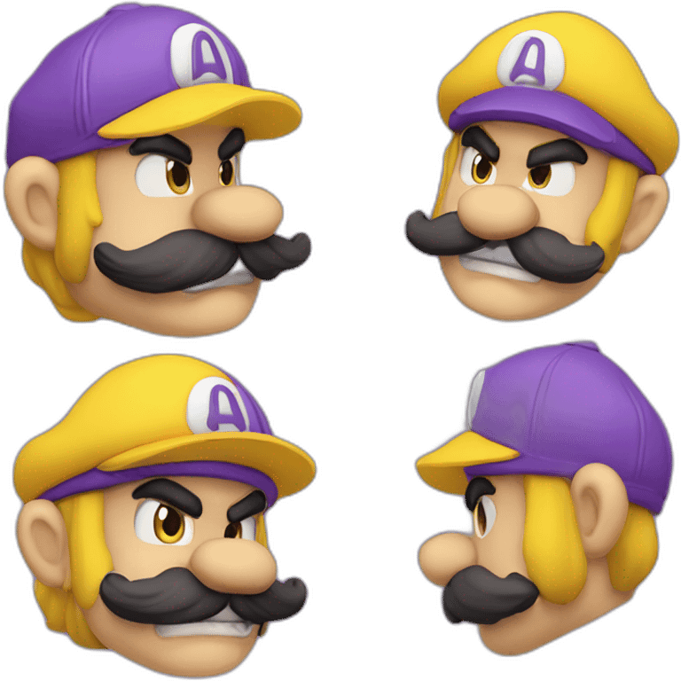 Wario with à yelow cap a violet overhall and à yellow shirt emoji