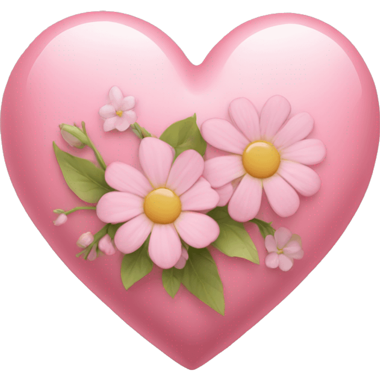 Delicate pink heart and flowers inside emoji