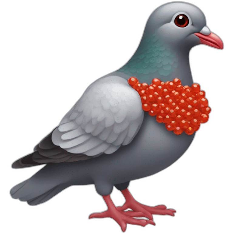 pidgeon with red caviar in hand emoji