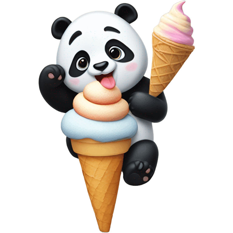 Panda eating ice cream emoji