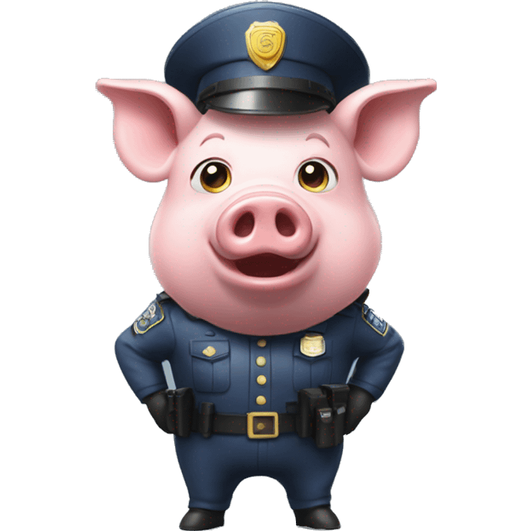 pig in police outfit shocked at jug projectiles emoji