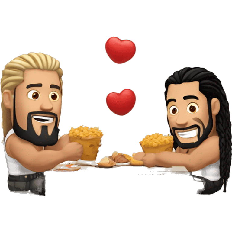 Roman Reigns qui mange des pâtes avec John Cena emoji