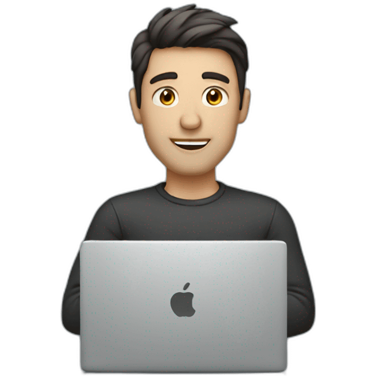 a dark faded haired guy behind a laptop emoji