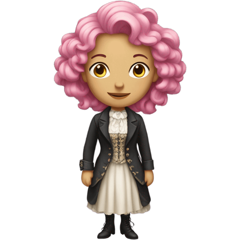 a white woman in Victorian  pink hair, full body  emoji