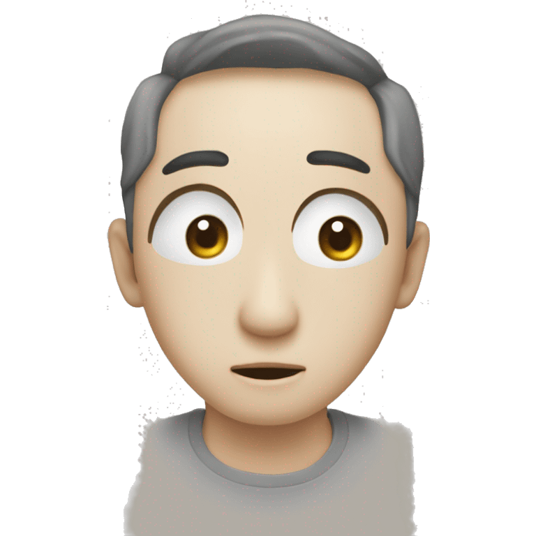 검정머리의 앞머리가 눈썹을 덮고 폭탄머리를 한 남성 emoji