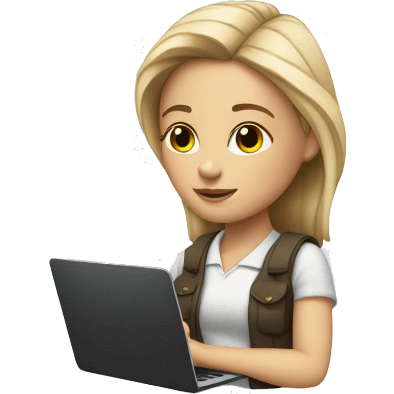 white girl with laptop and notepad emoji