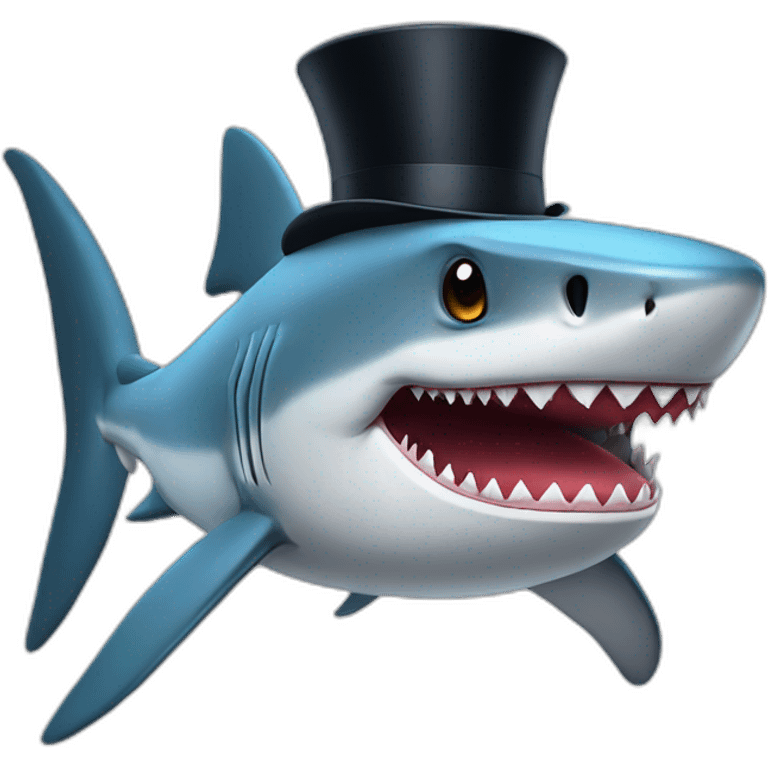 Shark with a top hat emoji