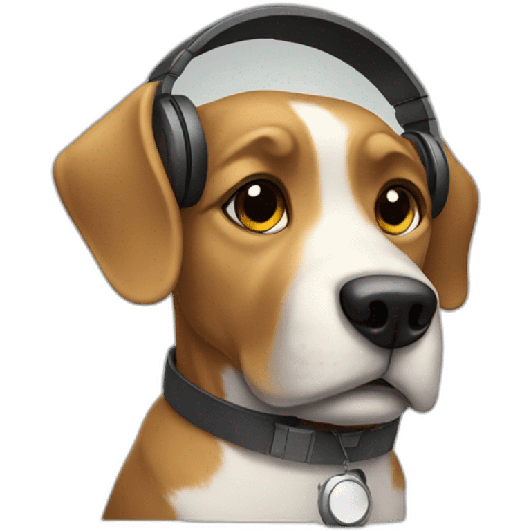 Dog listens to music with headphones emoji