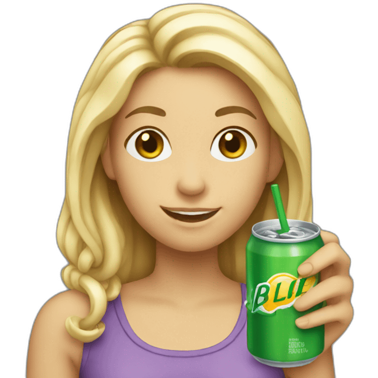 white woman smiley holding sprite emoji