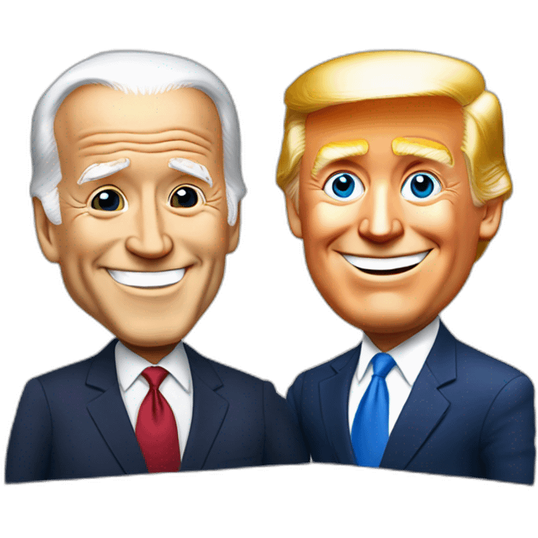 Joe Biden & Donald trump smiling holding a sign emoji