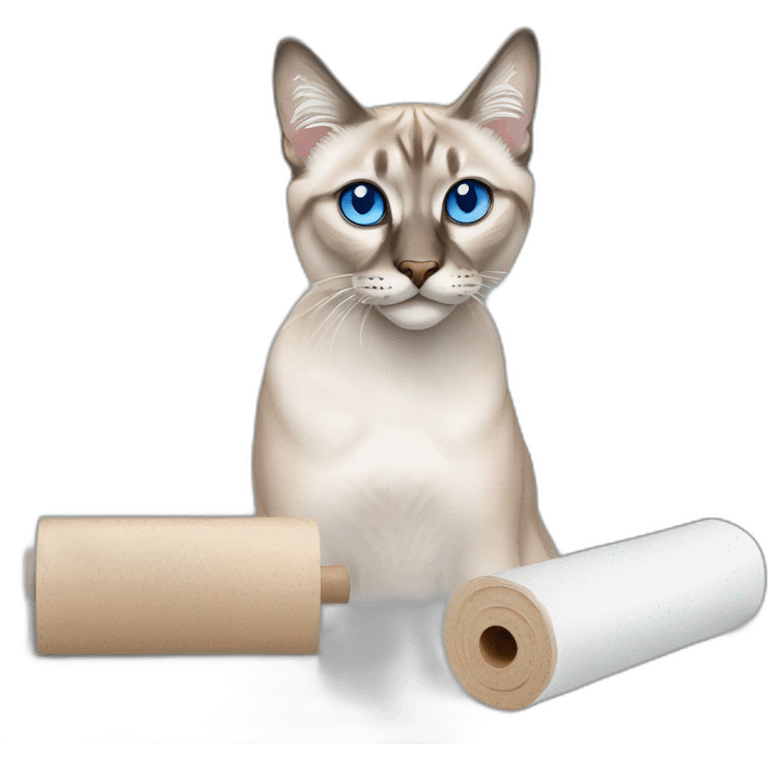 lynx point siamese cat with blue eyes attacking paper towel roll emoji