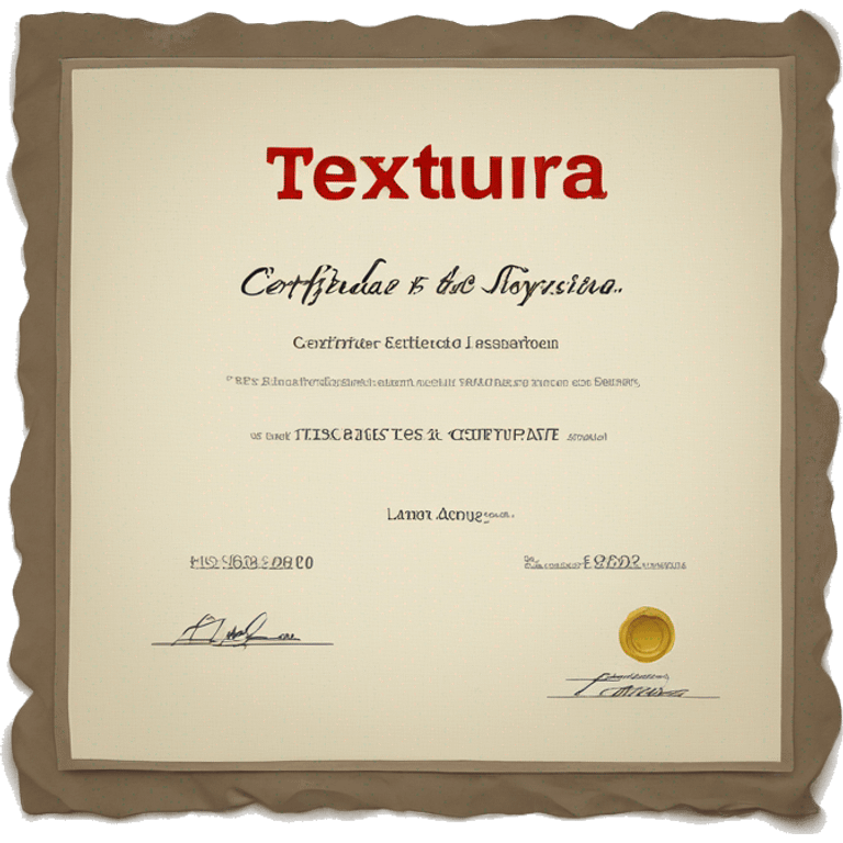 paper certificate with the inscription Textura emoji