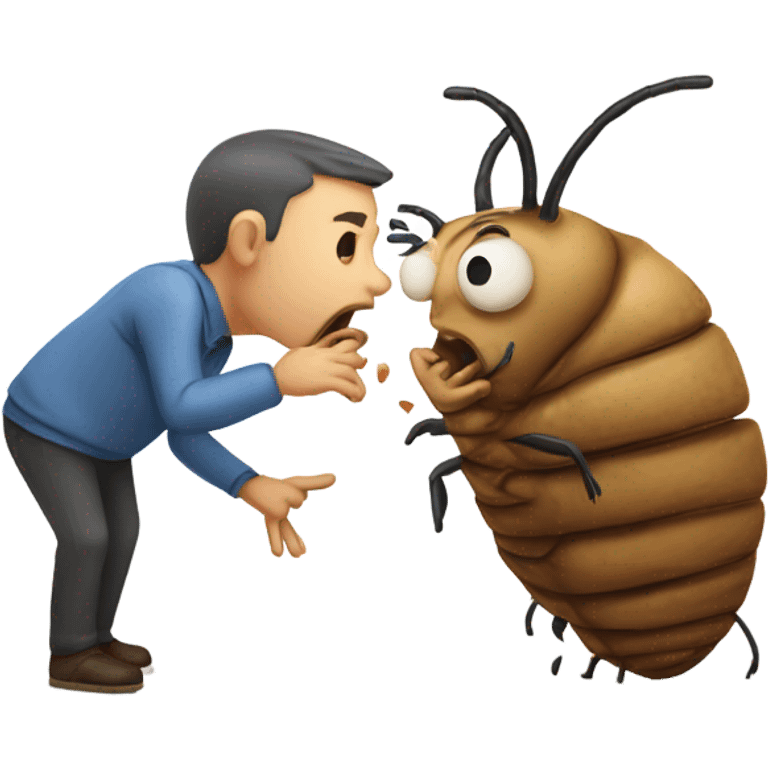 Angry smooching people with a fat termite emoji