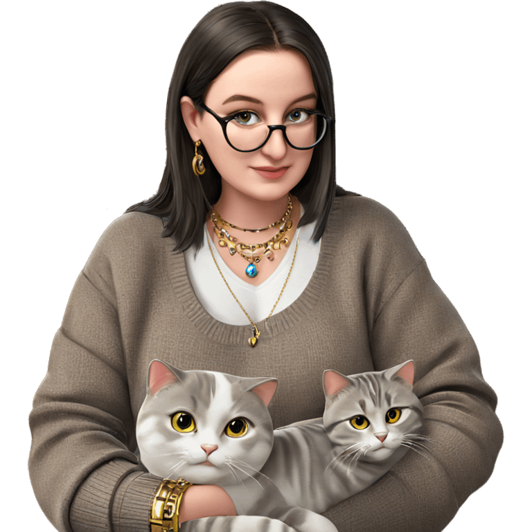 girl with cat and jewelry emoji