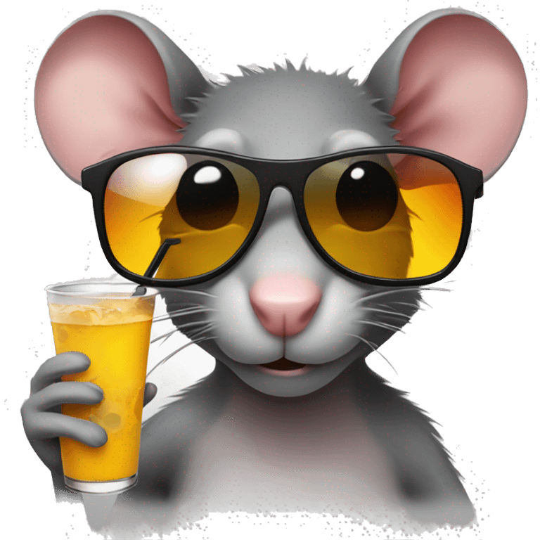 rat with sunglasses on with drink  emoji