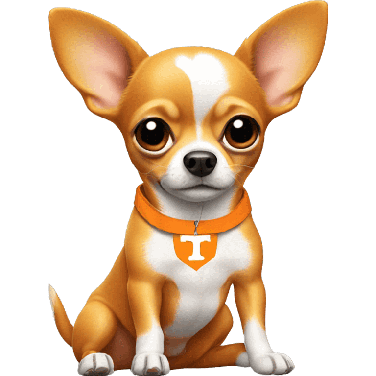 chihuahua wearing University of Tennessee orange emoji