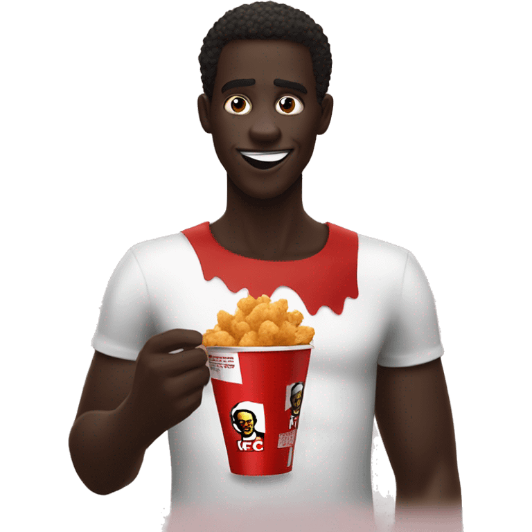 Darkskin man eating kfc emoji