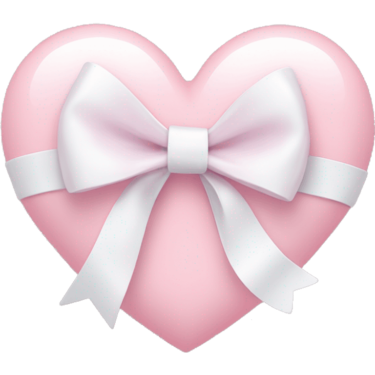 Pastel pink heart with white bow emoji