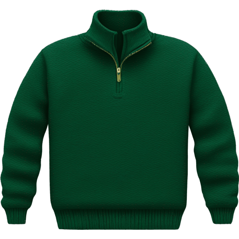 Plain Dark green quarter zip sweater emoji