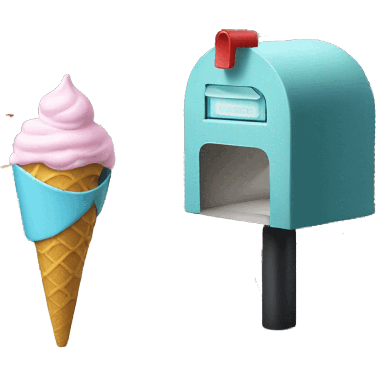 Clamshell eating ice cream next to a mailbox emoji