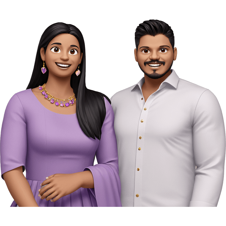 happy couple in purple dress emoji