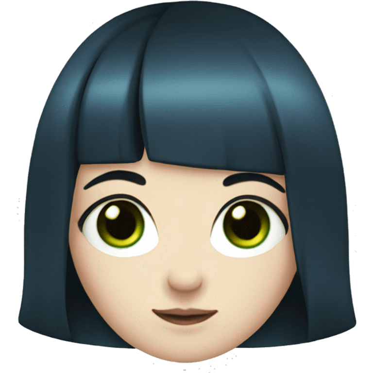 Girl with green eyes, pale skin, blue and black hair emoji