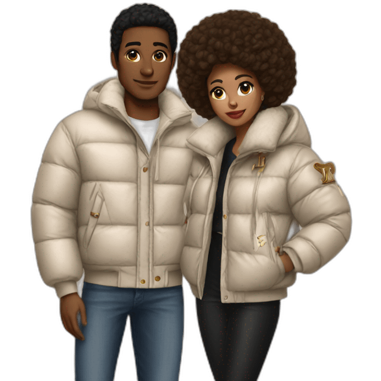 Couple with lv pufffer jacket emoji