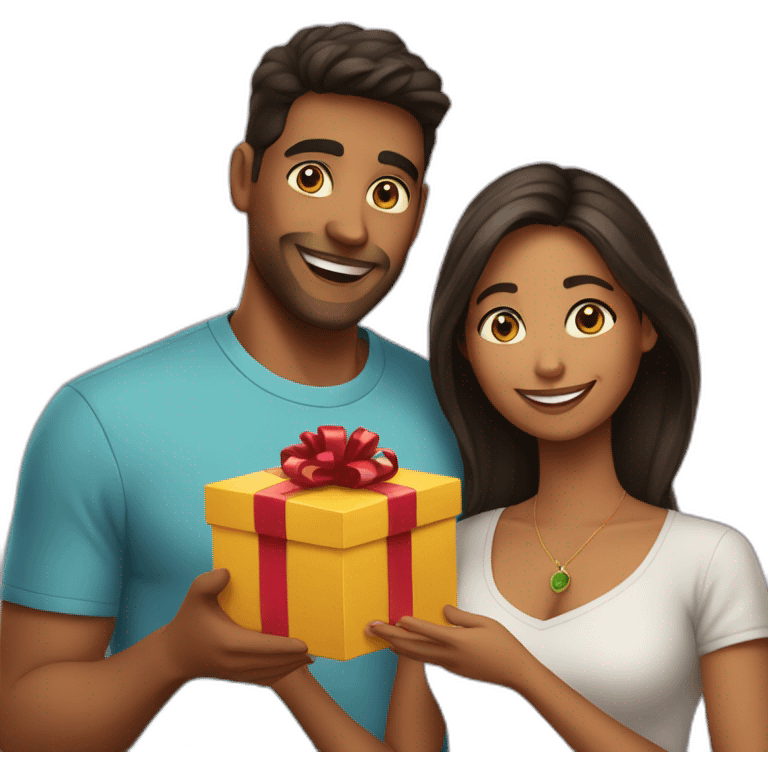 latin couple opening gift emoji