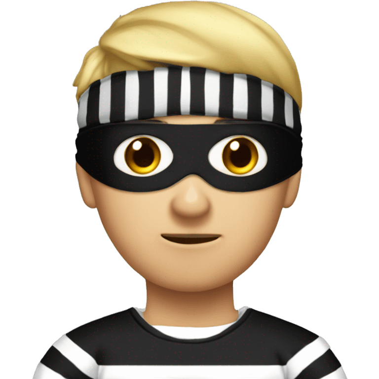 a robber in a striped sweater and a black blindfold emoji