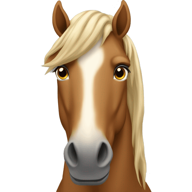 light brown horse with a roached mane emoji