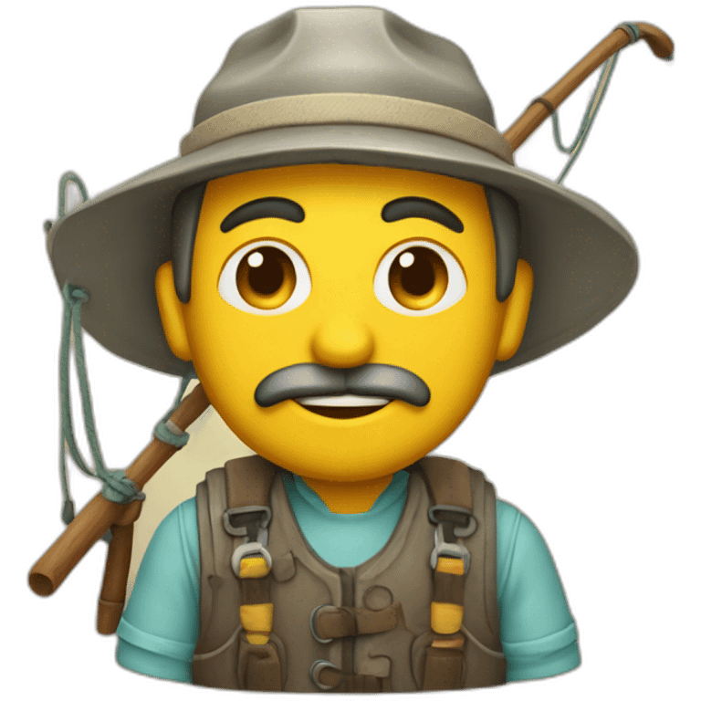 Pescador con caña y pez emoji