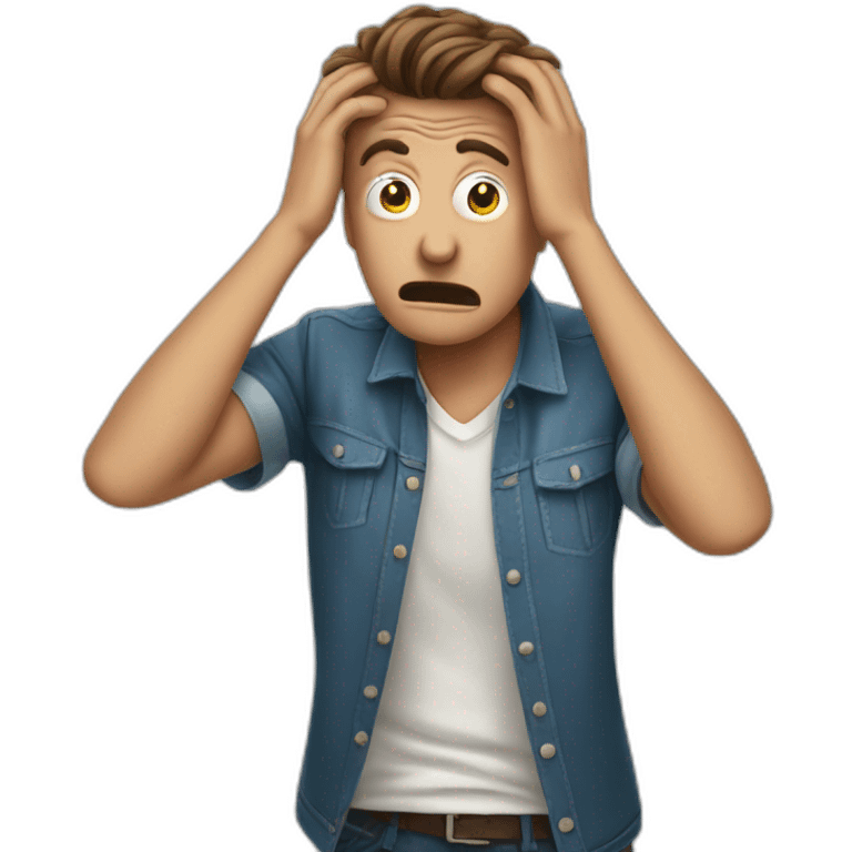 shocked guy hands on head zoomed abused emotion emoji