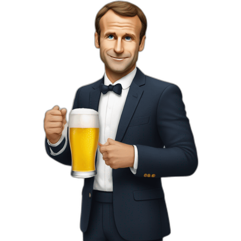 Macron boit une bière emoji