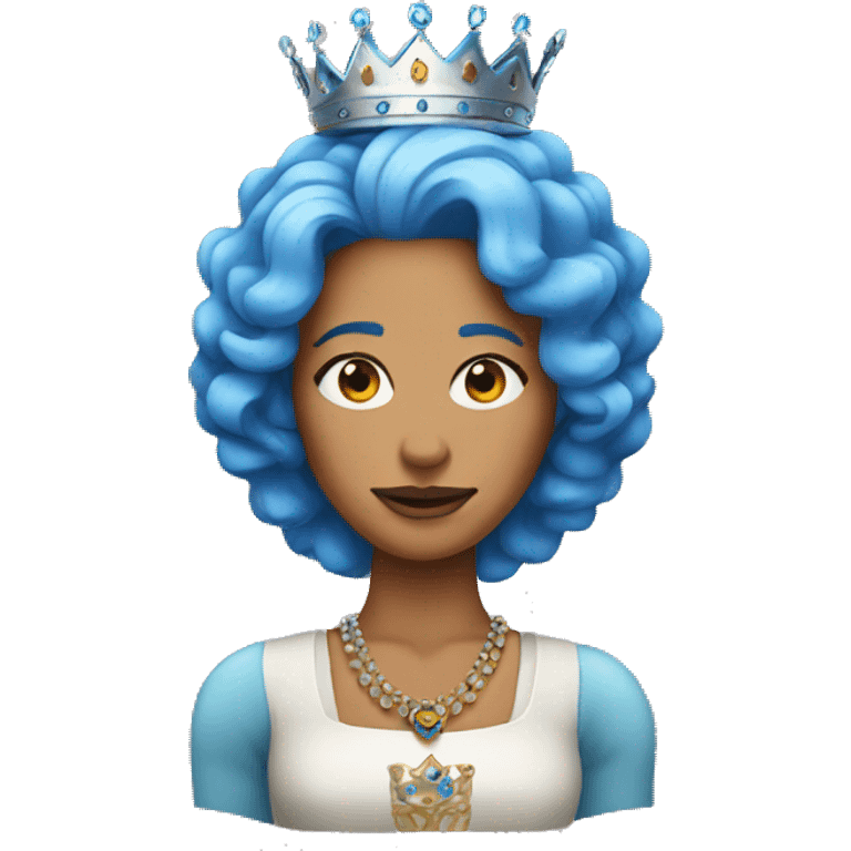 Queen emoji with blue hair emoji