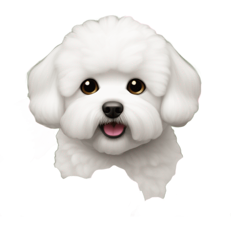 White bichon frise with pink roses  emoji