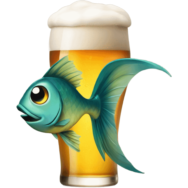 beer with fish emoji