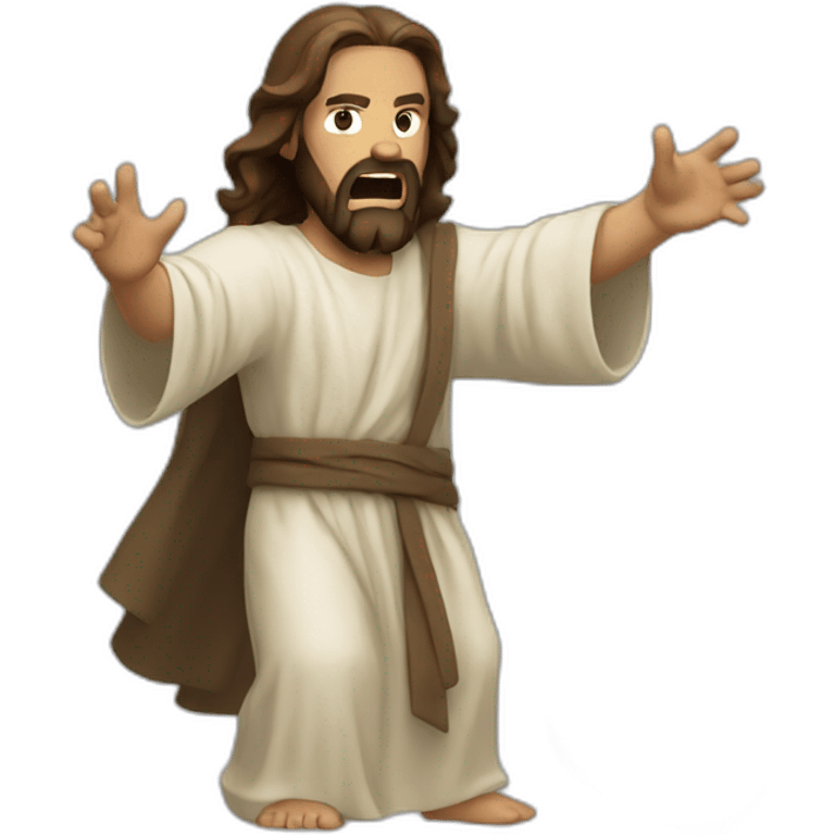 Angry jesus throwing rocks emoji