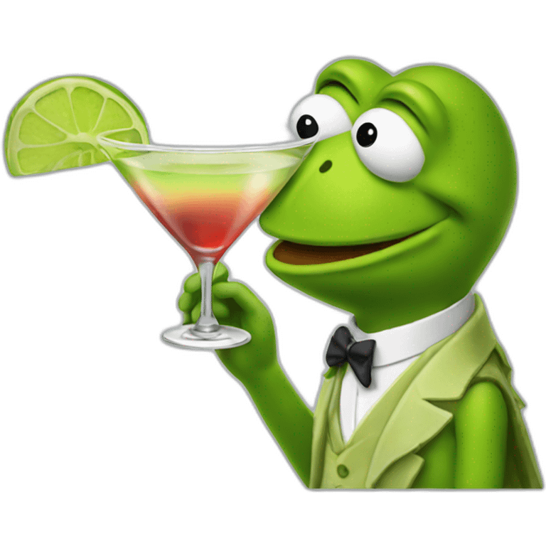 kermit the frog drinking a martini emoji