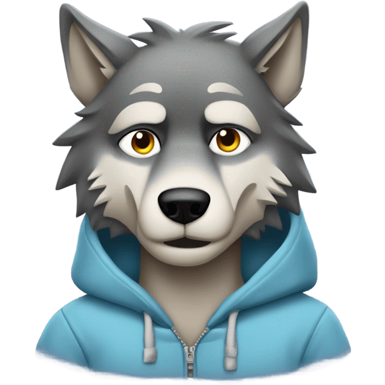 Wolf wearing chill guy clothes thats fed up  emoji