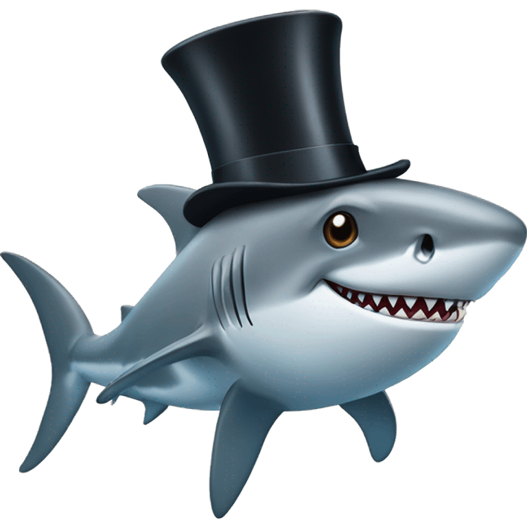 Shark with a top hat emoji