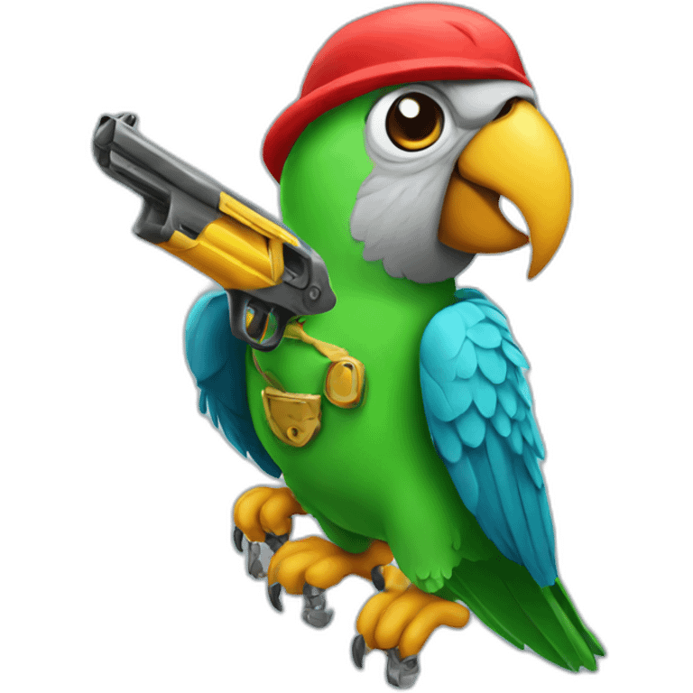 parrot with gun emoji