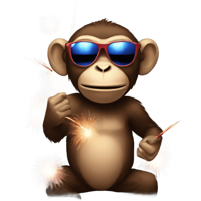 Monkey with sunglasses shooting fireworks emoji